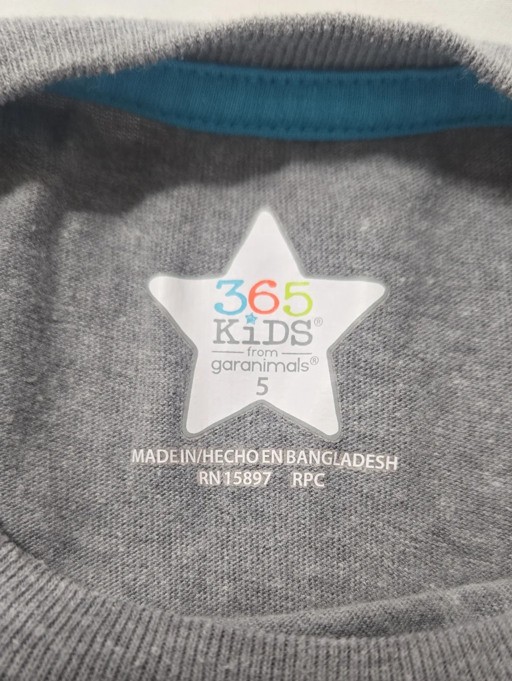 365 Kids grey shark shirt with matching blue ombre shorts